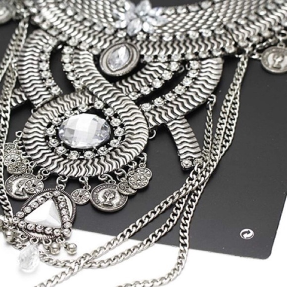 ❤️ Tribal Goddess Silver STATEMENT NECKLACE *NWT* - Picture 6 of 8